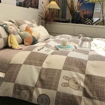 Slatka crtani zec komplet posteljinu dijete je dijete, tinejdžer,fini pamuk Twin cijeli kraljica kralj tekstila za domaćinstvo stana list jastučnicu deka