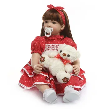 Nova Djevojka Реборн Lutke u Crveni grašak suknja Darove meke silikonske lutke vinil Pravi Život Bebe Reborn Živa Lutka igračka za Prodaju