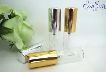 100pc transparentni 5 ml staklena bočica parfema sa zlatnim ili srebrnim poklopcem, mini-staklena boca parfema prijenosni mjerenje bočica