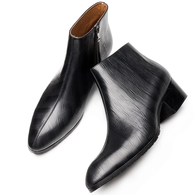 2019 Muške čizme Muške cipele od prave kože Modne muške zimske čizme Chelsea Na visoku petu Crna Udobna Muška Obuća Slika  1