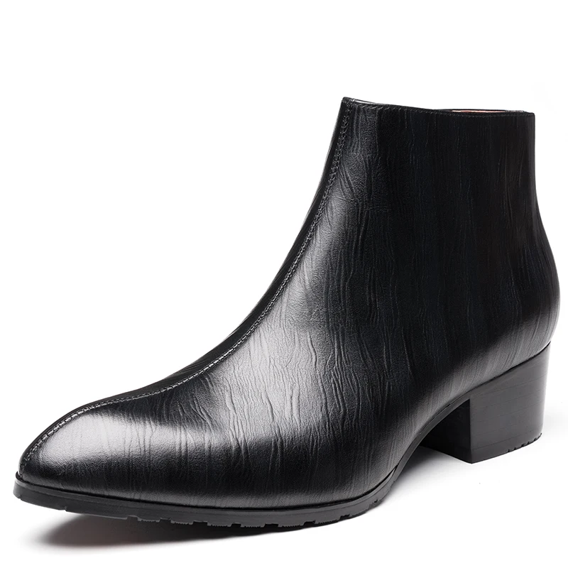 2019 Muške čizme Muške cipele od prave kože Modne muške zimske čizme Chelsea Na visoku petu Crna Udobna Muška Obuća Slika  5