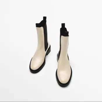 Marke dizajn Ženske čizme 2021 Zimske слипоны Do sredine kavijara Cipele Chelsea Mješoviti Boja Prirodna Koža Vintage Kratke Booties Cipele