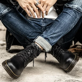 Zlatni Sadnica Moto Čizme Modne Muške Cipele na platformu Klasični Ručno Šivanje Ugriz Preuzimanje Muški Retro Svakodnevni Taktički Cipele