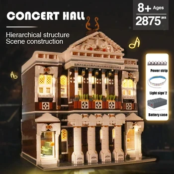 MOLD KING 16032 Street, Building The City Concert Hall With Led Part Model Building Block Assembly Brick Igračke Kid Božićni Dar