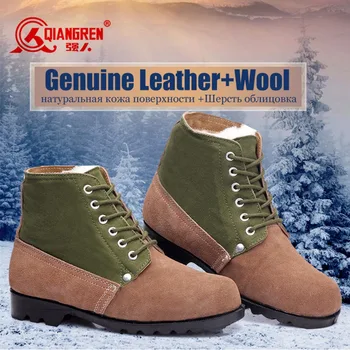 QIANGREN Vojne Marke Muške Zimske parhet Vunene Radne Zaštitne Cipele Na Otvorenom Gume Zimske Čizme Tople Vode Masculina Chaussures