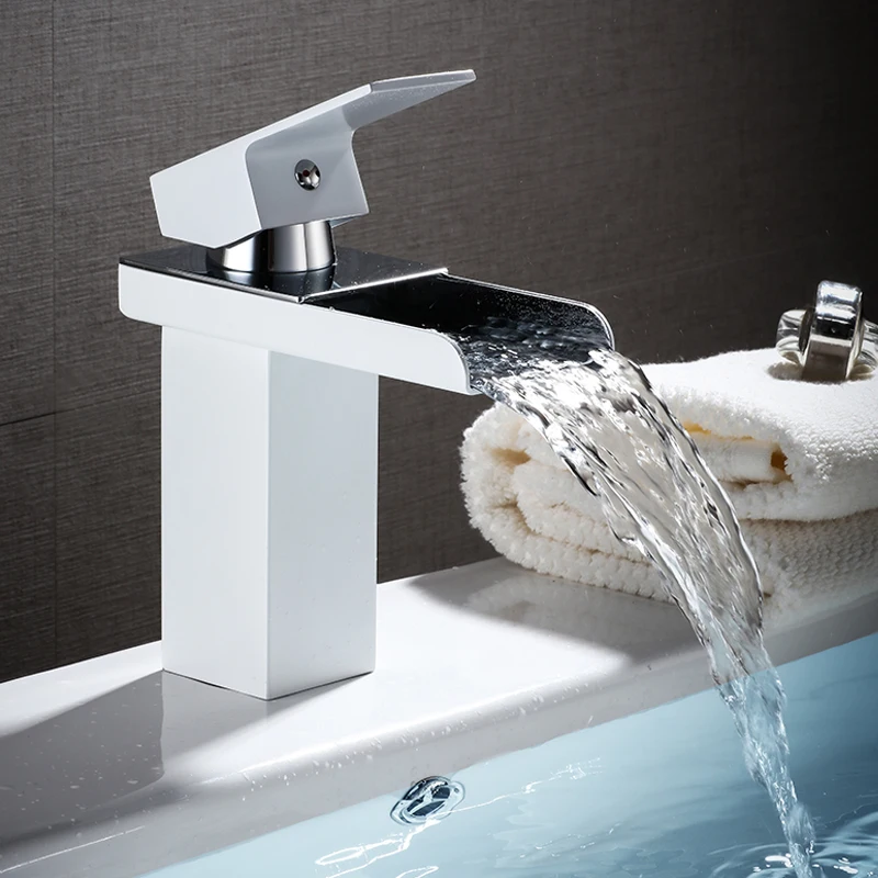 Luksuzni Falls Čvrsti mesing kupaonica sudoper slavina je jedan otvor jednom ručkom svi bakar hladno tople vode bazena mikser dizalica Slika  0