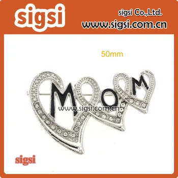 Visoka kvaliteta srebro tri oblika srca MAMA gorski kristal broš kodovi za poklon za Majčin Dan