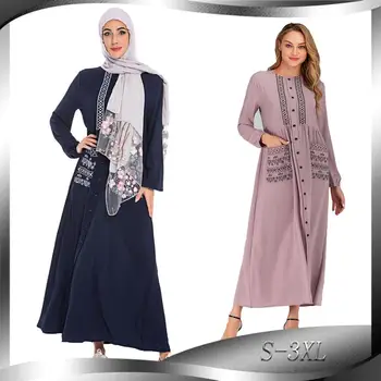 Žene Abaja Kaftan Dubai Bangladeš Hidžab Muslimansko Haljina Ramazan Ogrtač Musulmane Longue Turska Islamska Odjeća sa Džepovima