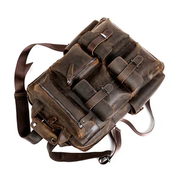 PNDME klasicni kvalitetan remen od prave kože za muškarce ruksak multi-džep veliku putnu torbu Crazy horse kravlja koža laptop bookbag
