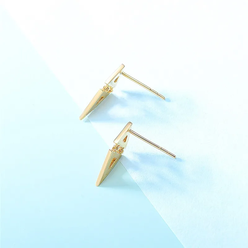 Aazuo Real 18K Yellow Gold Real Diamonds Fashion Geometric Triangle Stud Earrings gift for Women Wedding Party Au750 Slika  5