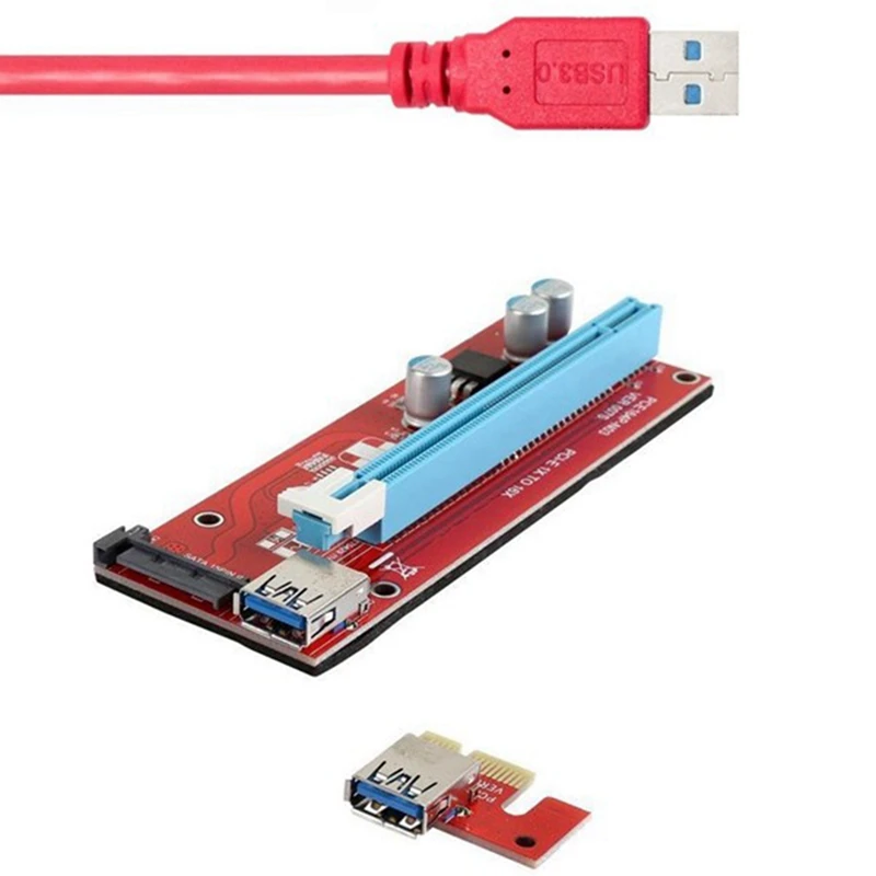 12Pcs VER007S PCI-E Riser Card 007S PCIE 1X to 16X Extender 15Pin SATA Power 60CM USB 3.0 Kabel za BTC LTC Mining Miner Slika  1