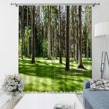 Običaj zelene šumske zavjese Predivna Fotografija Moda Individualne 3D Zavjese zvučni izolator ветрозащитные zavjese