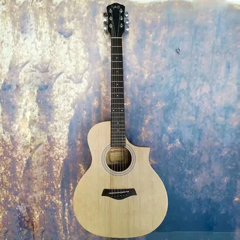 38 inča Full Telo od Mahagonija Akustična Gitara Oštar Kut Dizajn Smeđa I Prirodne Boja Narodna Gitara 6 Struna Drveni Gitara