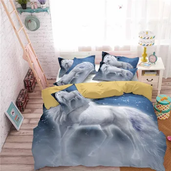 Jednorog 3D Komplet posteljinu Моноцерус Print Deka kit Blizanac kraljica kralj Lijep uzorak Pravi učinak realnu posteljina