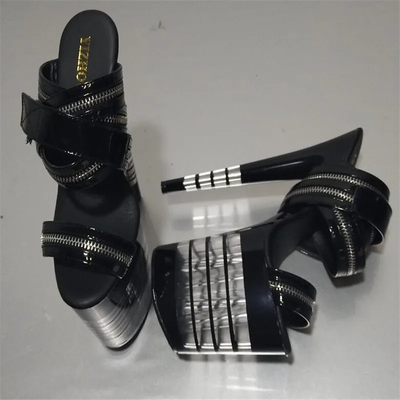 20 cm platforma seksi cipele Odlična Traka Crystal sandale 8 inča munja pre remen Plesne Cipele seksi klubove visoke štikle Slika  2