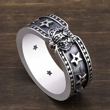 Novi prsten s krunom za žene Тайское srebro 925 čisto srebro zvijezda modne muške srebrni prsten jedan prsten petokraka zvijezda prsten za muškarce