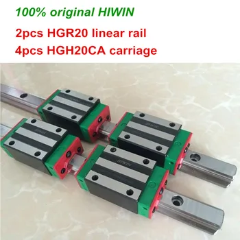 Original HIWIN 2 kom. HGR20 200 mm 300 400 500 600 700 800 1000 Linearnih vodilica + 4 kom. HGH20CA HIWIN Kolica
