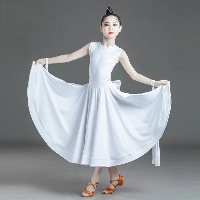 Bijela Rezultat Dance Odijevanje Djevojke Valcer Praksa Odjeća Nacionalni Standard Dance Odjeća Tango Performanse Scenski Kostim VDB4575 Slika  2