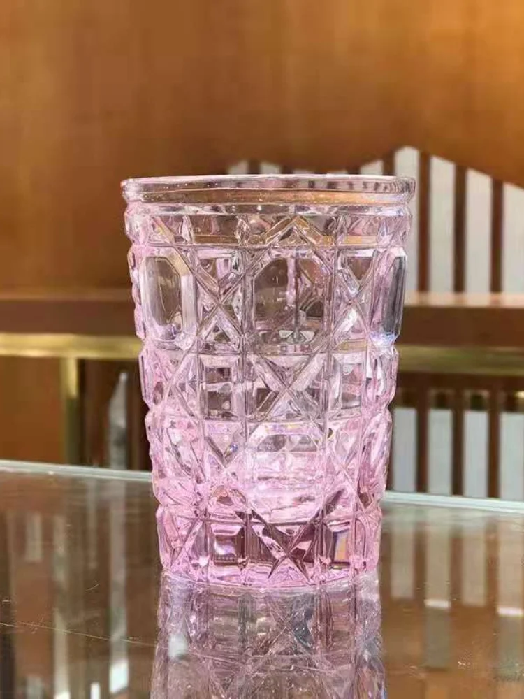 Vaso de cristal rosa de alta calidad, vaso colorido Slika  1