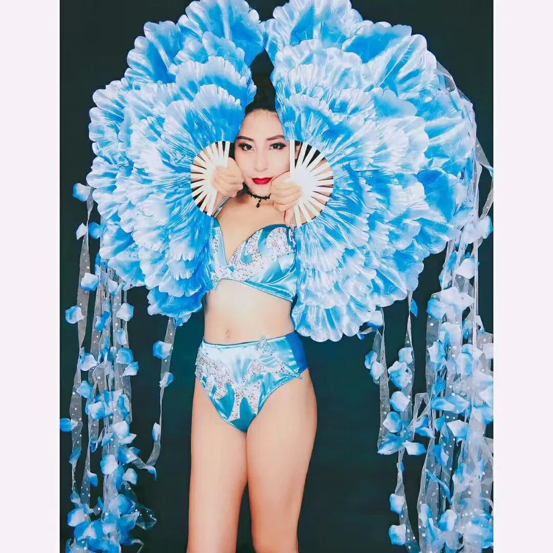 Identitet Performanse Odijelo Dame Rhinestones Bikini Postavlja Uzorak Za Ispis Primjena Traka Ventilator Noćni Klub Plesni Show Odijevanje Slika  2