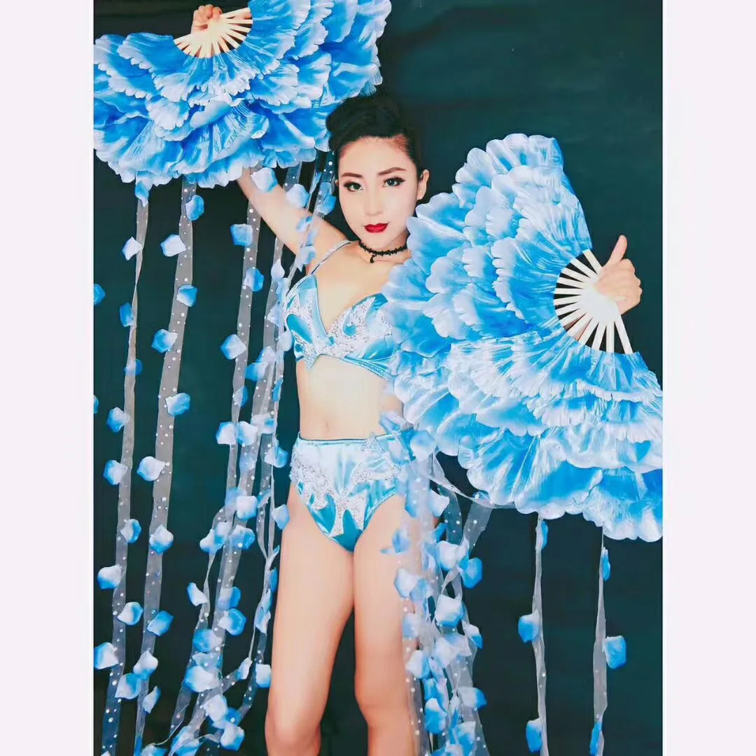 Identitet Performanse Odijelo Dame Rhinestones Bikini Postavlja Uzorak Za Ispis Primjena Traka Ventilator Noćni Klub Plesni Show Odijevanje Slika  3