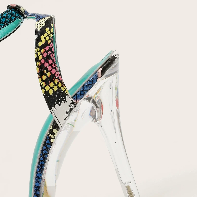 11 cm Prozirna Štikle Boje Zmijoliku Uzorak Ženske Sandale Ljeto 2022 Ženske Cipele Moderan Uredski Cipele Na Visoku petu Sandales Femmes Slika  0