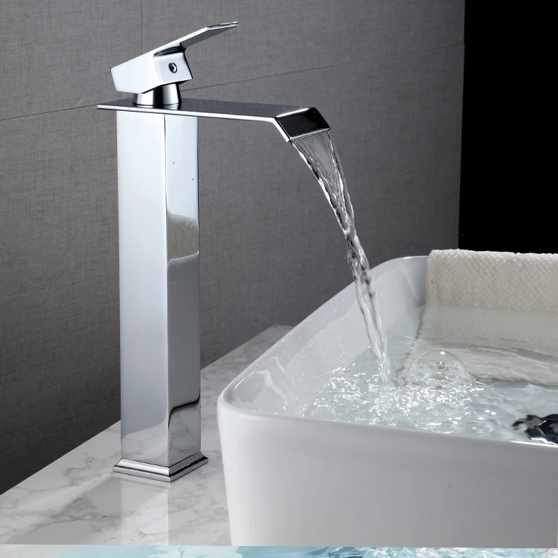 Luksuzni Falls Čvrsti mesing kupaonica sudoper slavina je jedan otvor jednom ručkom svi bakar hladno tople vode bazena mikser dizalica Slika  2