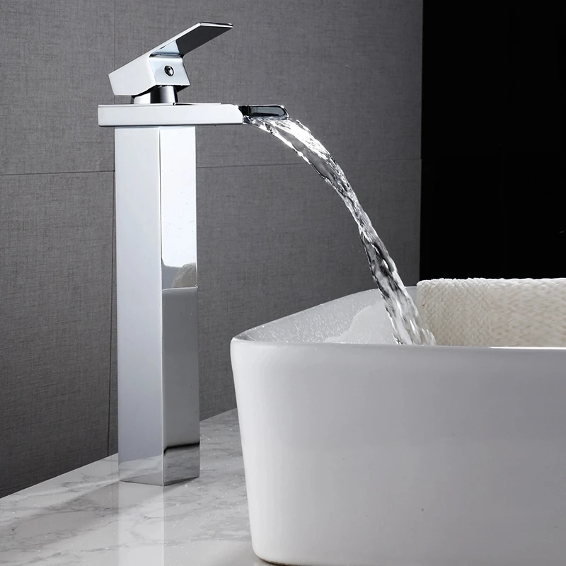 Luksuzni Falls Čvrsti mesing kupaonica sudoper slavina je jedan otvor jednom ručkom svi bakar hladno tople vode bazena mikser dizalica Slika  4