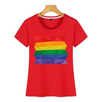 Majice Majica za Žene i gay lesbian LGBT pride rainbow zastava poligon Strip Natpisi Pamuk Ženska Majica