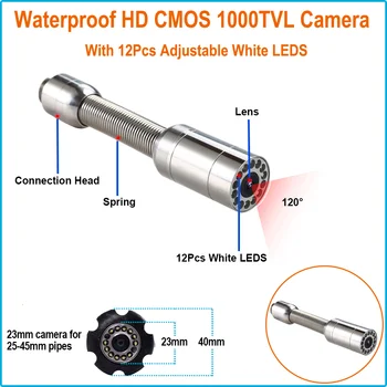 6.5 mm/17 mm/23 mm Visoka Kvaliteta CCTV Endoskopa Skladište 20 m 7-inčni Zaslon Cjevovoda Inspekcije Sustava DVR Snimači S 8 GB Kartica