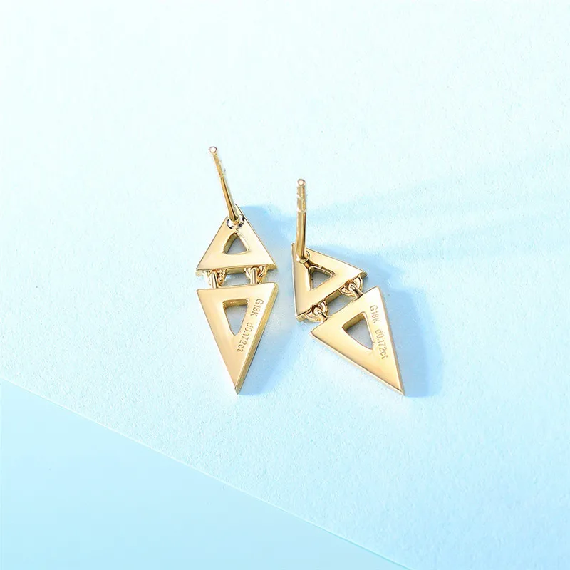 Aazuo Real 18K Yellow Gold Real Diamonds Fashion Geometric Triangle Stud Earrings gift for Women Wedding Party Au750 Slika  0