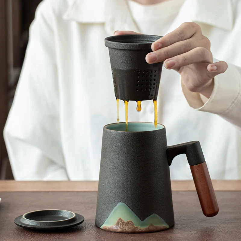 Planinski dizajn keramike čajne šalice s filtrom keramičke demitasse kineski čaj šalica 400 ml Slika  1