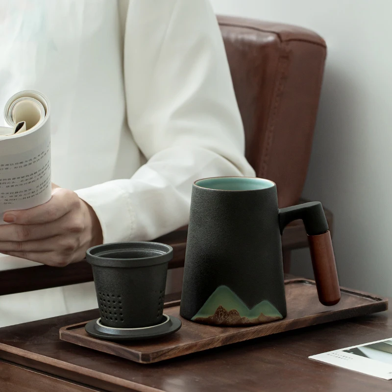 Planinski dizajn keramike čajne šalice s filtrom keramičke demitasse kineski čaj šalica 400 ml Slika  4