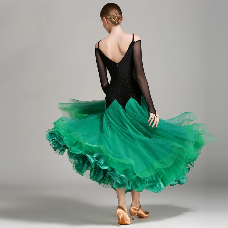 Novi seksi haljina za natjecanja na ballroom ples, standardne ženske haljine, suvremeni plesni kostim, donje haljina za plesne вальсов, 3 boje Slika  4