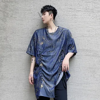 Ljetna Muška O-izrez Besplatni Modni Majice Nepravilnog Harajuku Korejski Stil High Street Hip-Hop Muški Vintage Bluza 2021 Novi