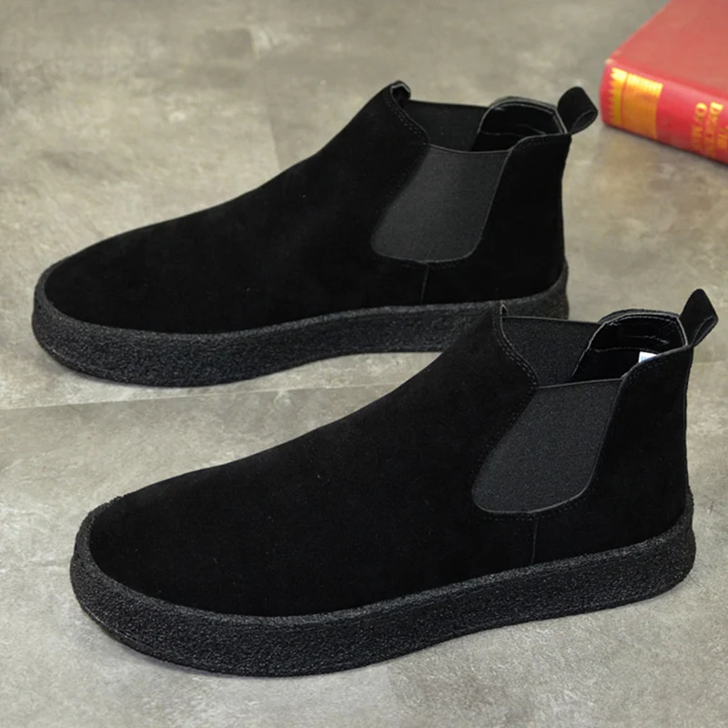 Engleska dizajner za мужчин's slobodno vrijeme cipele bez potpetica platformi čizme i cipele za djevojčice crna prirodna koža cipele ulica chelsea bottes homme čizme botas hombre Slika  0