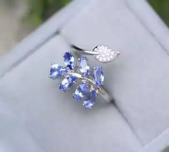 Prirodni i pravi tanzanite luksuzno prsten Besplatna dostava dragulj 925 sterling srebra Prsten