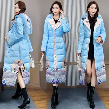 ženska odjeća print topli debeli zimske veste ženski parkovi azijski stil ženski kaput ženske dolje jakne kineske jakne odjeća