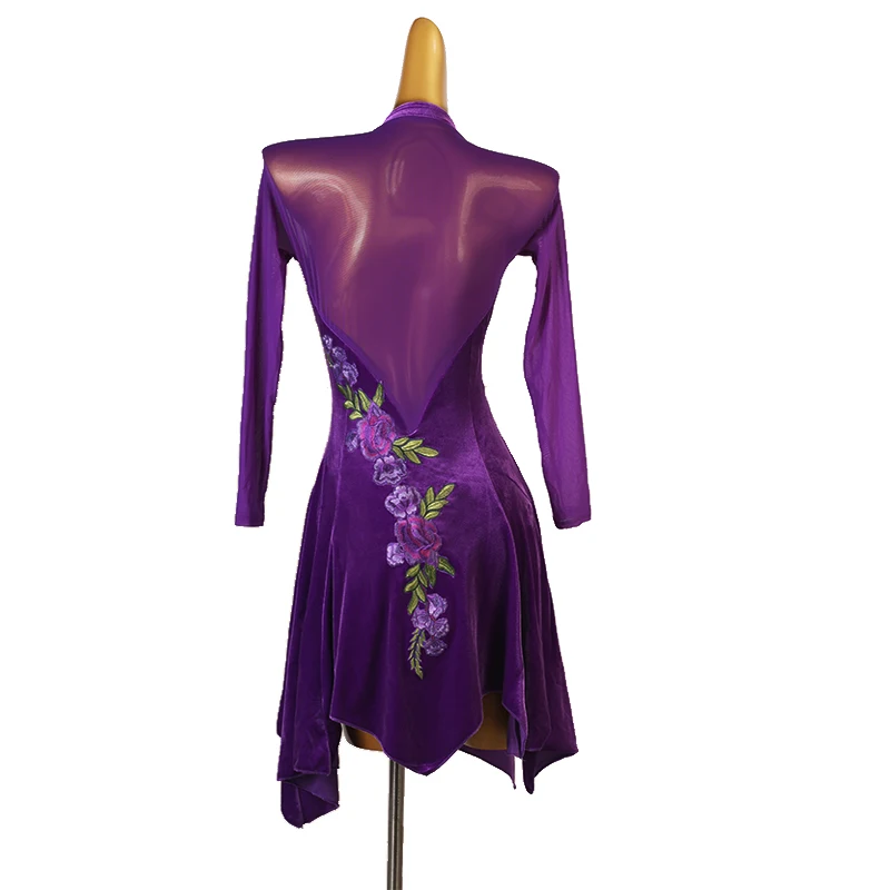 Hispano-Američke Plesni Haljina Za Žene Praksa Odjeća Cvjetni Vez Cha-Cha Rumba Odraslog Elegantna Odjeća Za Nastupe Slika  5
