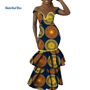Afrički Haljine sa po cijeloj površini za Žene Bazen Riche Višeslojne Vestidos Sirena Duge Večernje Haljine Tradicionalna Afrička Odjeća WY9378
